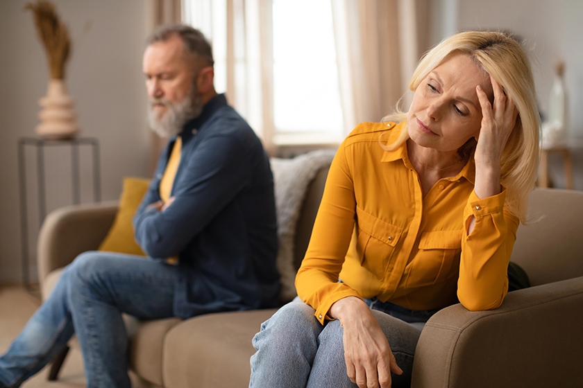Family conflict issue. Unhappy Senior Couple After Quarrel